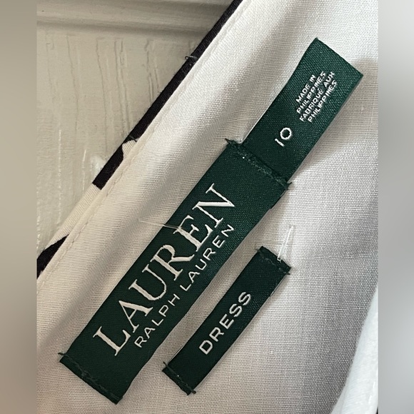 ⛄️ Ralph Lauren Sleeveless White and Black Flower Midi Dress - Picture 4 of 8